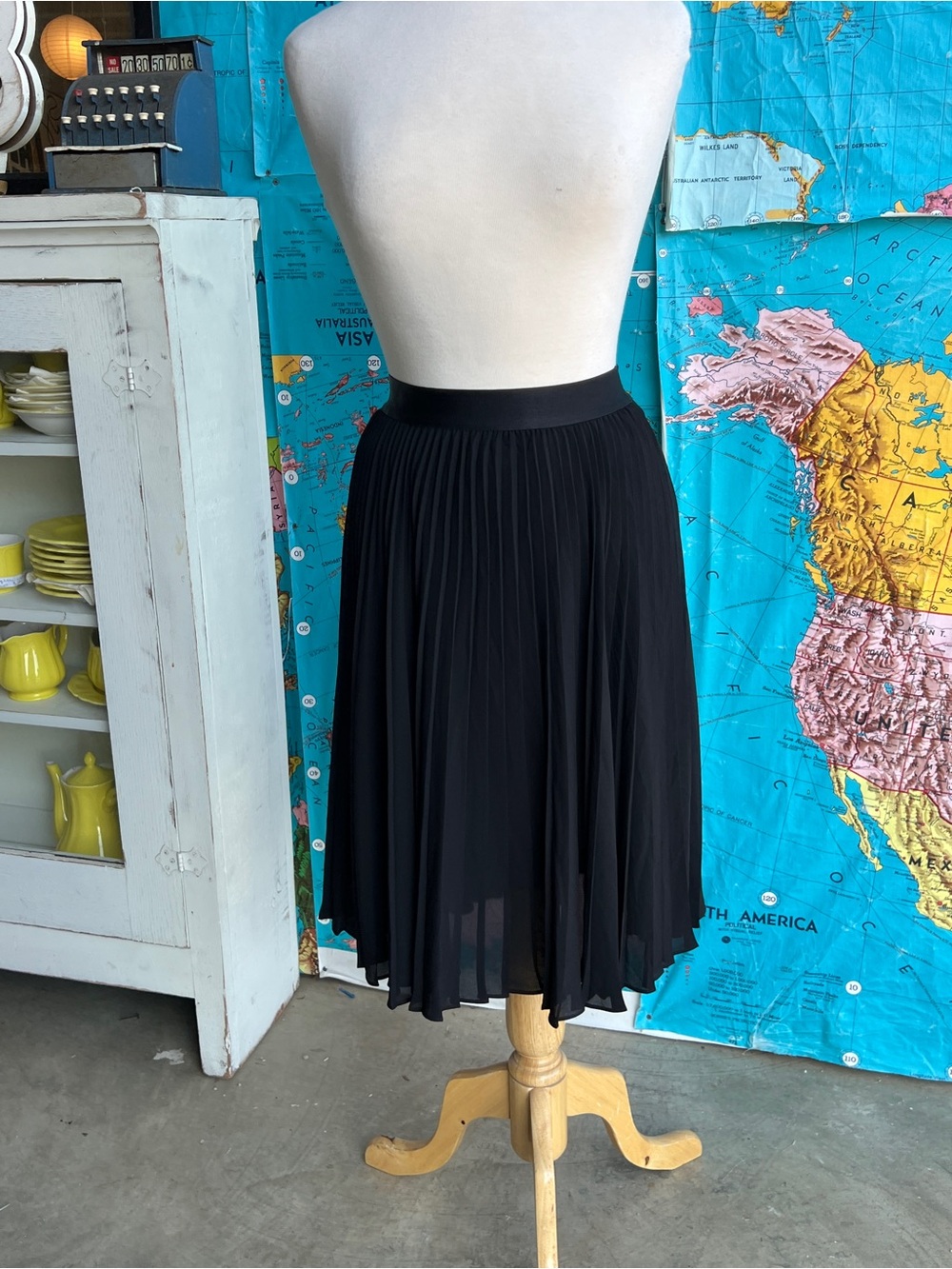 Express Black Pleated Skater Skirt